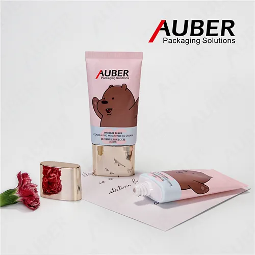 Oval pink bear plastic laminated tube for hand cream
