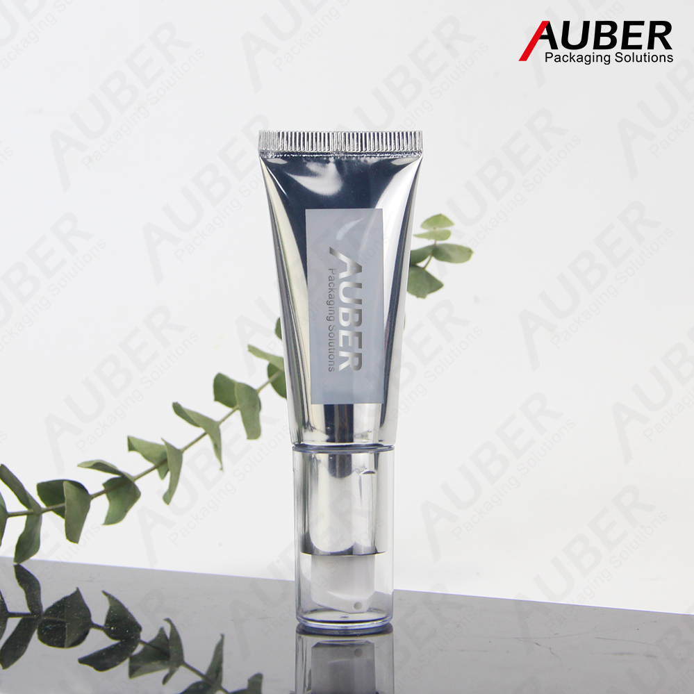 Sliver High glossy pump tube with transparent cap