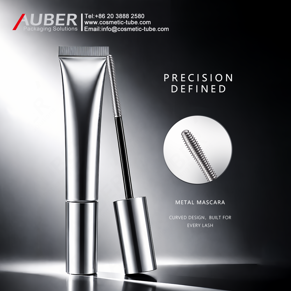 Metal Mascara Tube with Precision Curved Wand