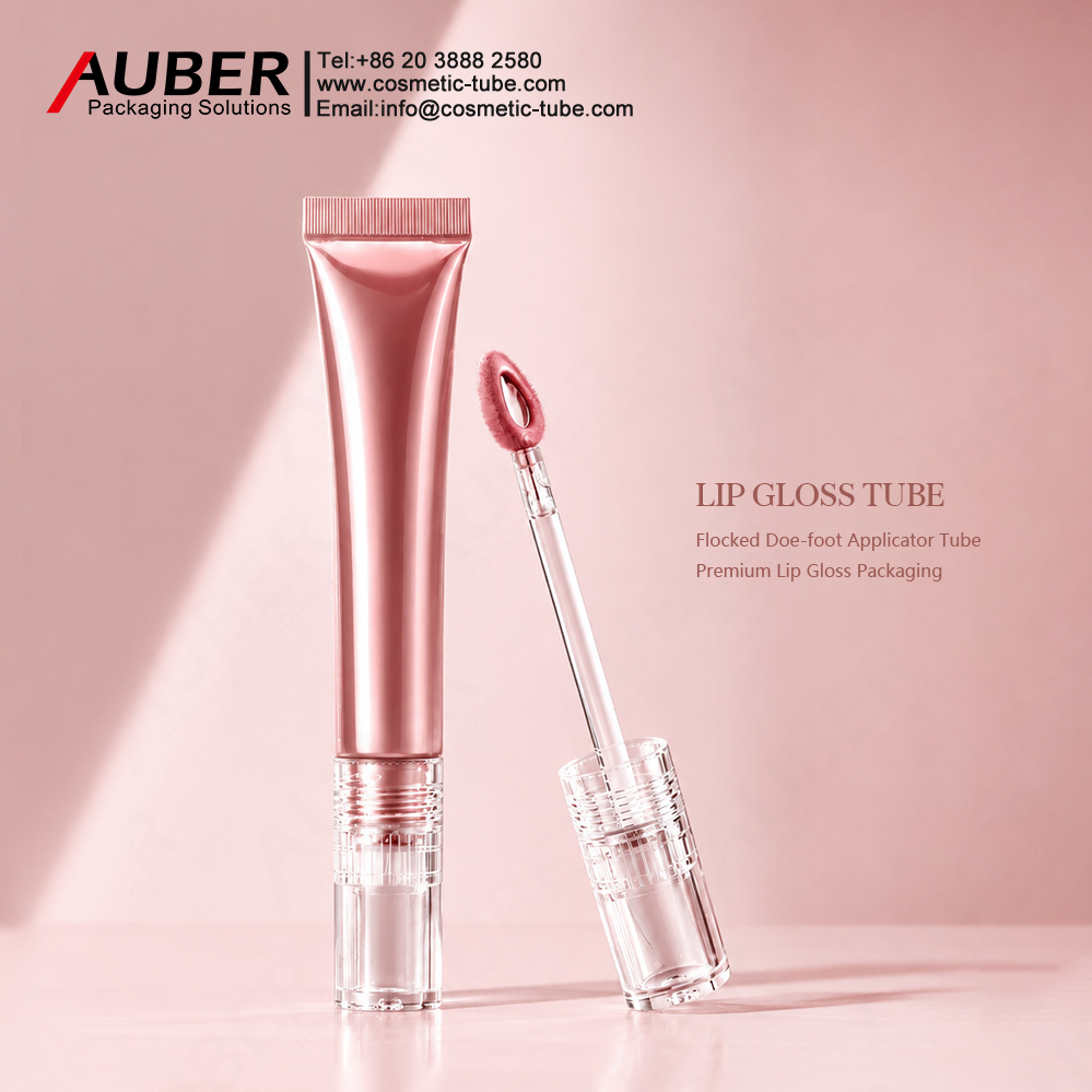 lip gloss tube with flocked applicator