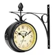 Antique Wall Mount Double Sided Metal  Vintage Style Station Wall Clock