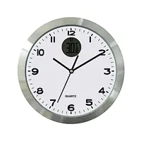 Analog Aluminum Weather Station Digital Wall Clock with Thermometer