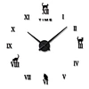 new design large luxury 3D DIY wall clock with acrylic animal pattern