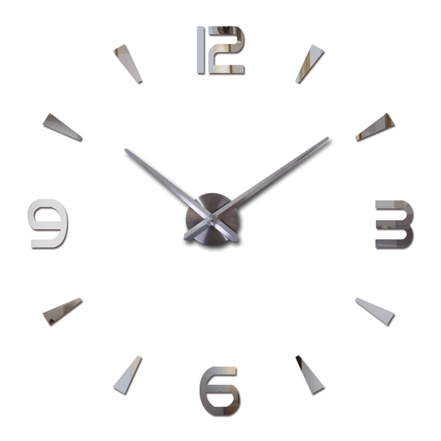 3D Big Acrylic Mirror Wall Clock Brief DIY Quartz Watch for Decoration