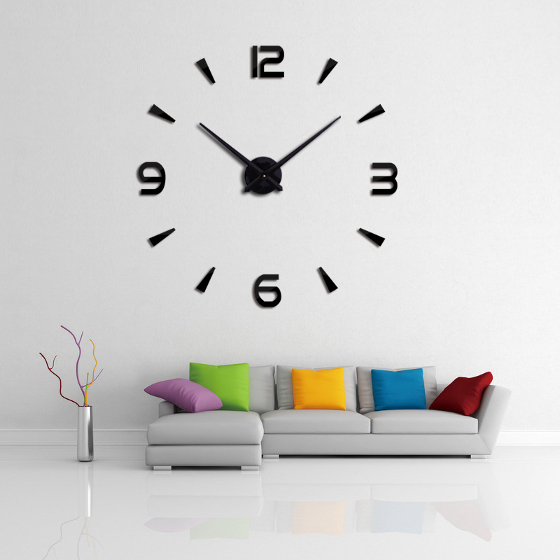 3D Big Acrylic Mirror Wall Clock Brief DIY Quartz Watch for Decoration