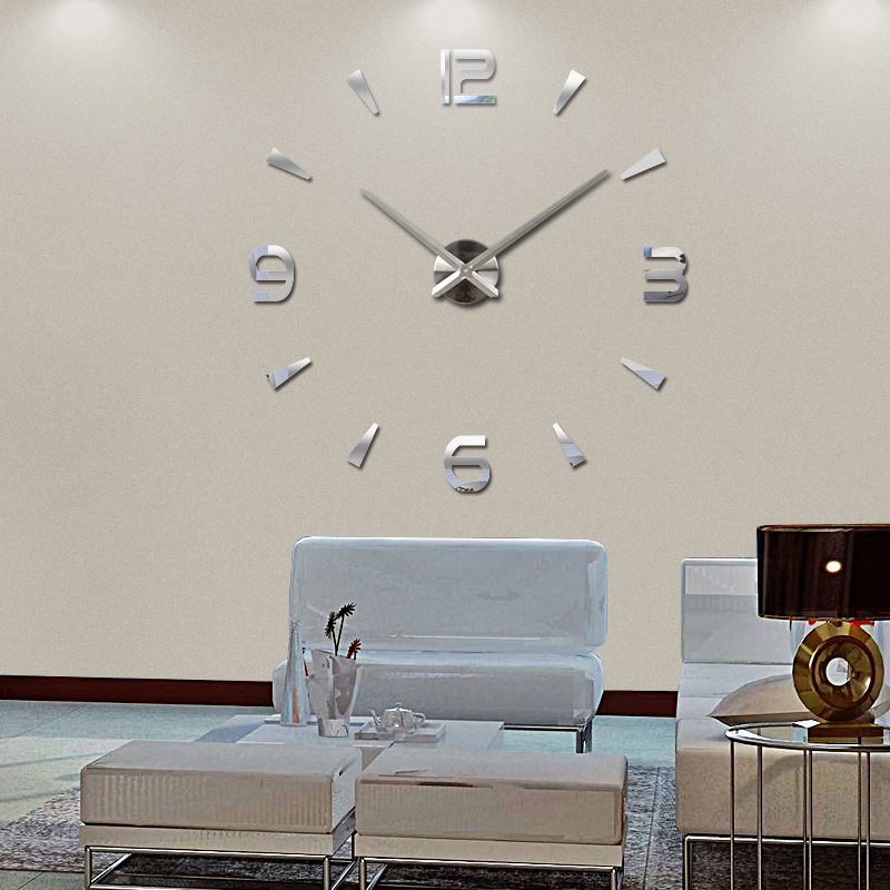 3D Big Acrylic Mirror Wall Clock Brief DIY Quartz Watch for Decoration