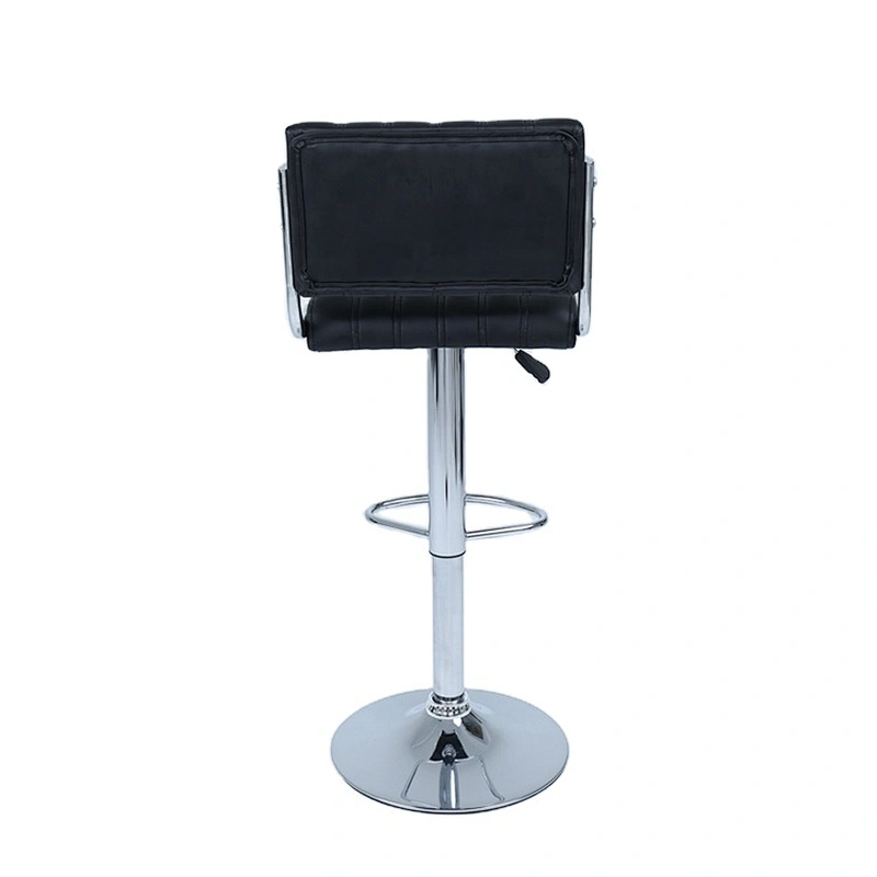 PU Leather Modern Adjustable Swivel Metal High Bar Stool with Back