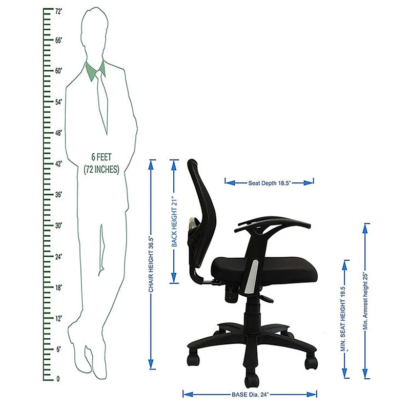 Low back adjustable armrest backrest office chair