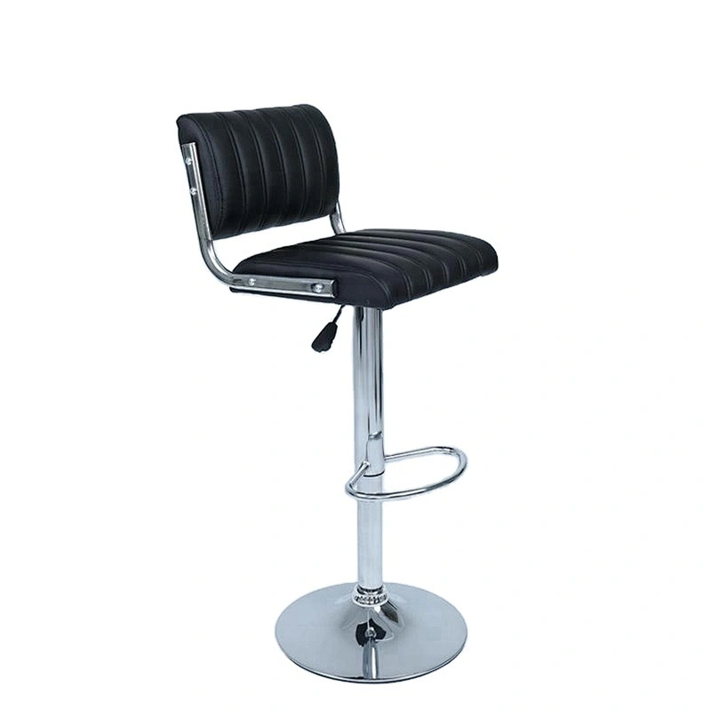 PU Leather Modern Adjustable Swivel Metal High Bar Stool with Back