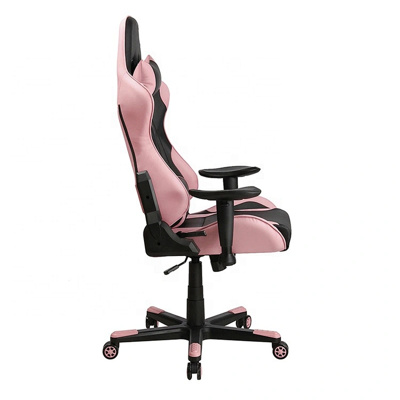 Pink Cute Seat Pink PVC Racing Swivel Computer Office Chair Gaming Chair With 2D Armrest
