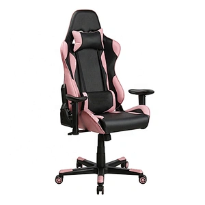 Pink Cute Seat Pink PVC Racing Swivel Computer Office Chair Gaming Chair With 2D Armrest