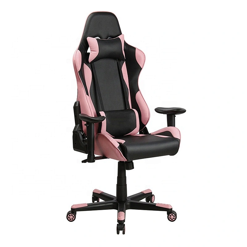 Pink Cute Seat Pink PVC Racing Swivel Computer Office Chair Gaming Chair With 2D Armrest