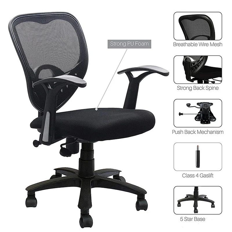 Low back adjustable armrest backrest office chair