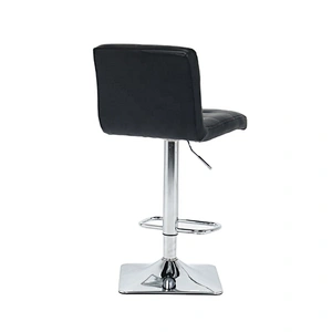 Black PU Fabric Chrome leather swivel bar stool with backrest