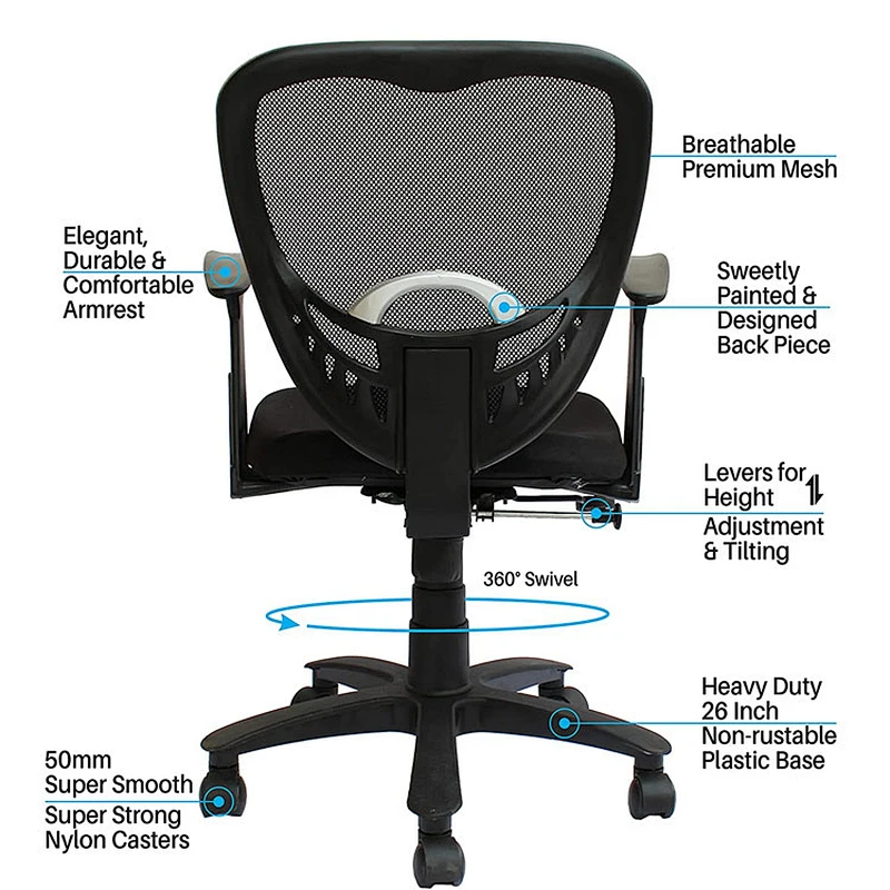 Low back adjustable armrest backrest office chair