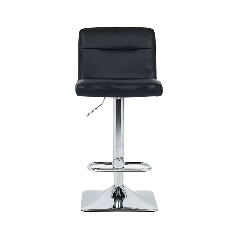 Black PU Fabric Chrome leather swivel bar stool with backrest