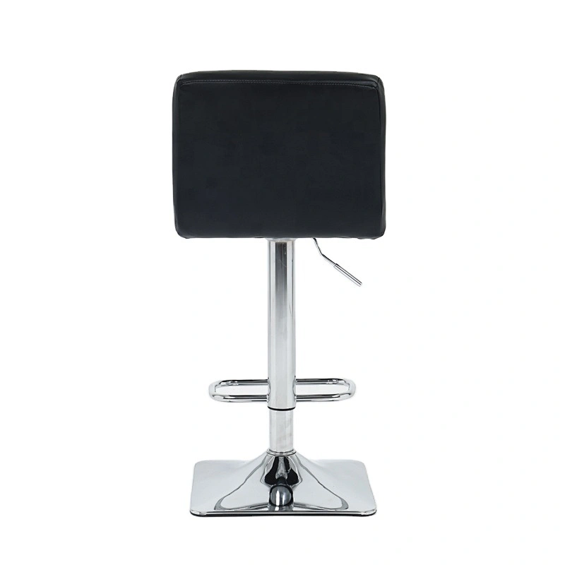 Black PU Fabric Chrome leather swivel bar stool with backrest