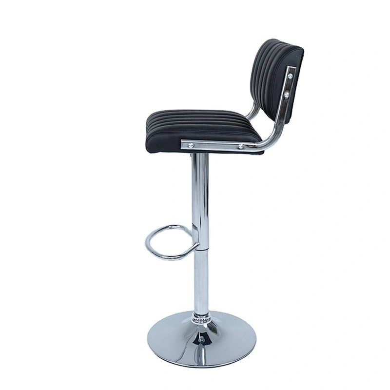 PU Leather Modern Adjustable Swivel Metal High Bar Stool with Back