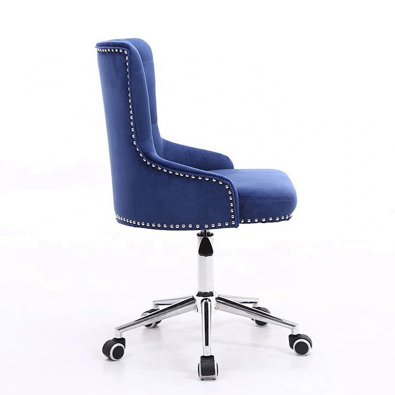 Hot Sale Cheap Beautiful blue high back velvet office chair