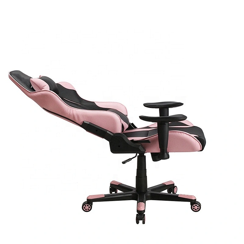 Pink Cute Seat Pink PVC Racing Swivel Computer Office Chair Gaming Chair With 2D Armrest