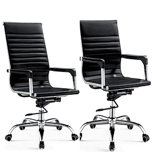 Luxury executive high back leather convertible revolving office chair