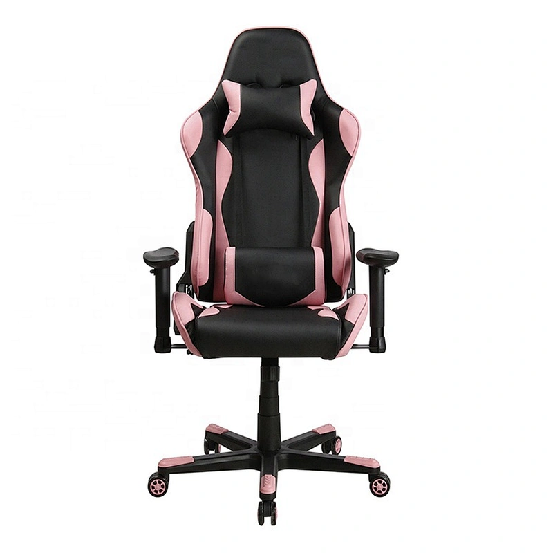 Pink Cute Seat Pink PVC Racing Swivel Computer Office Chair Gaming Chair With 2D Armrest