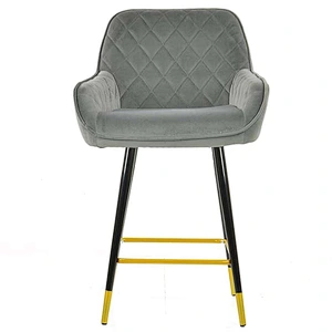 Iron flannel metal foot high bar chair milk tea shop restaurant chair living room study light luxury chair