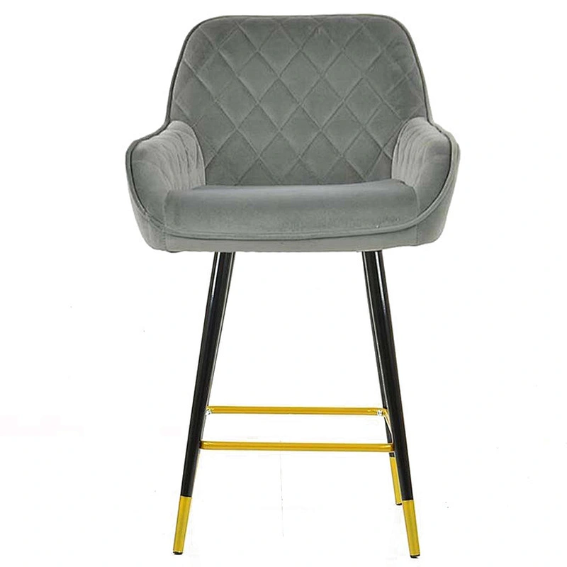 Iron flannel metal foot high bar chair milk tea shop restaurant chair living room study light luxury chair
