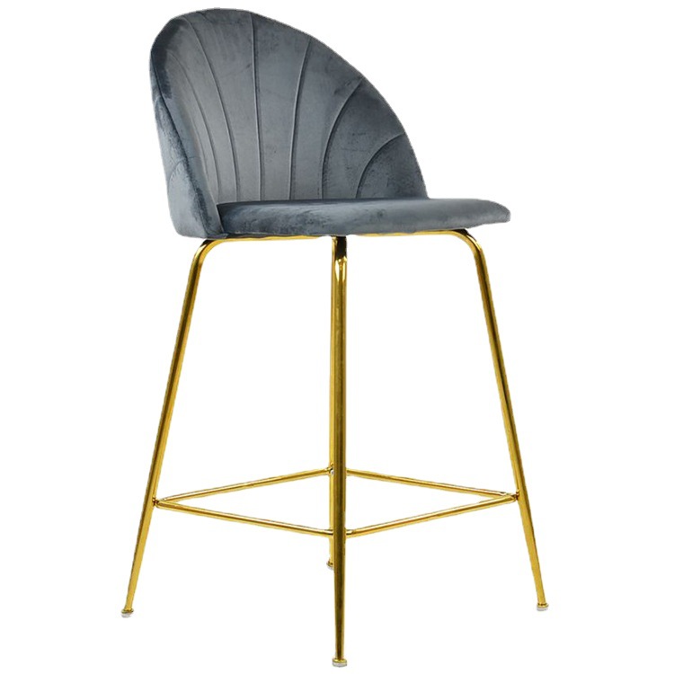 Flannel Simple Metal Feet Light Luxury Iron Backrest Milk Tea Shop Restaurant Chair Living Room Cafe Bar Chair Leisure Chair