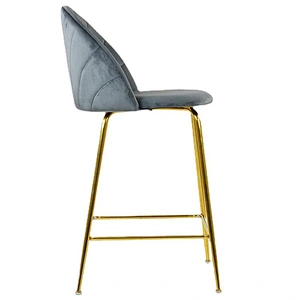 Flannel Simple Metal Feet Light Luxury Iron Backrest Milk Tea Shop Restaurant Chair Living Room Cafe Bar Chair Leisure Chair