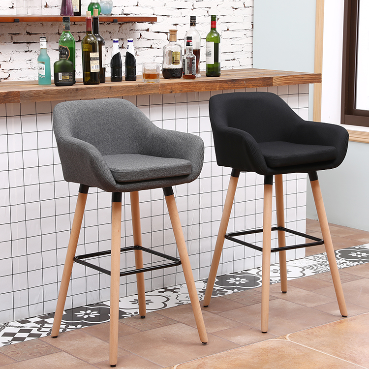 Luxury Modern Nordic style new Design Restaurant Kitchen Cheap High Chair Fabric Cover bar stool with back