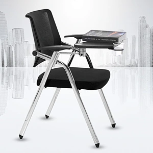 Foldable Training Room Chairs School Chairs With Writing Pad Stackable Mesh Training Chair