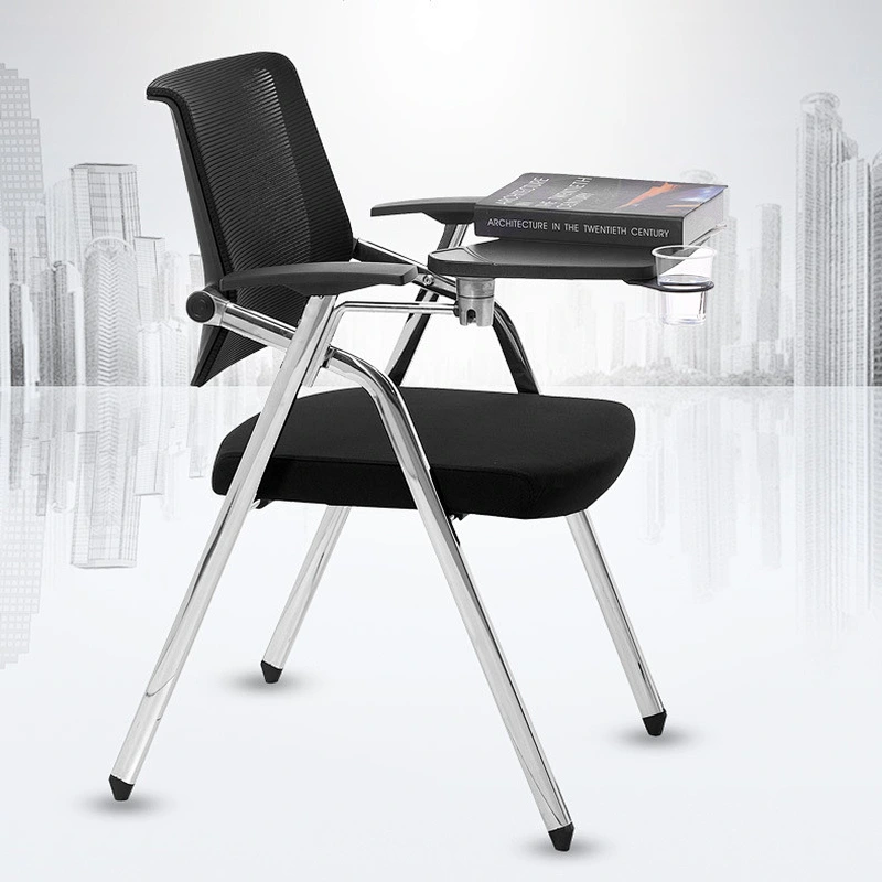 Foldable Training Room Chairs School Chairs With Writing Pad Stackable Mesh Training Chair