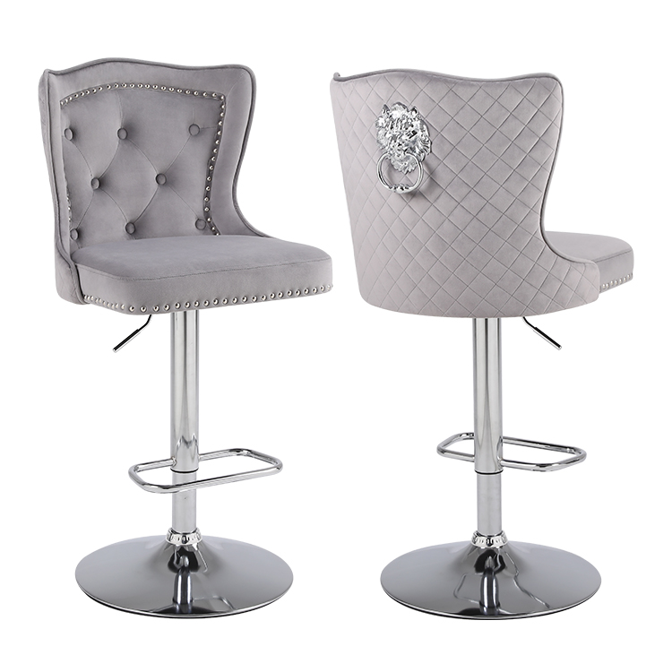 Wholesale Nordic Luxury Modern Breakfast Velvet Bar chairs with chic design