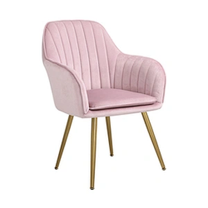 Luxury Design Fabric Modern Pink Velvet Accent Dining Chairs living room bedroom chairs With Golden Legs