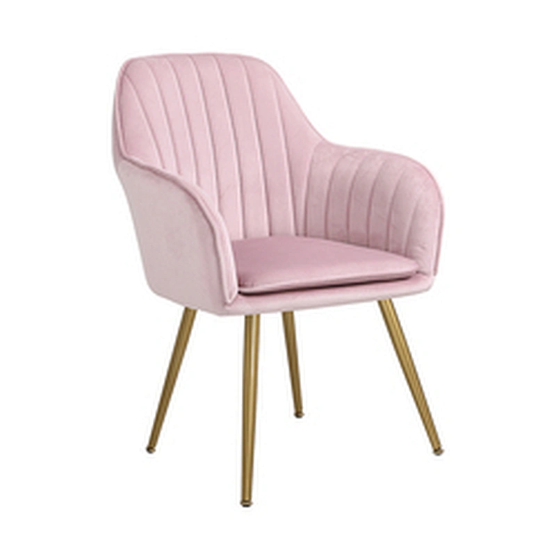Luxury Design Fabric Modern Pink Velvet Accent Dining Chairs living room bedroom chairs With Golden Legs