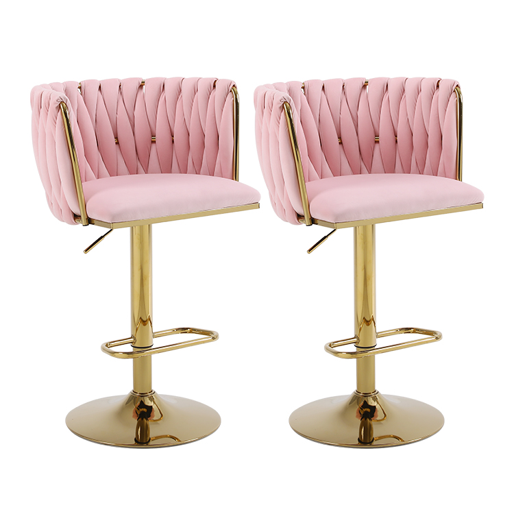 Luxury Vintage Adjustable Bar Stool With Silver Legs Backrest And Footstool