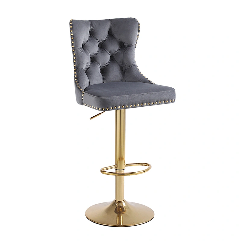 Factory Modern Luxury Tufted Nailed Velvet Swivel adjustable bar stools