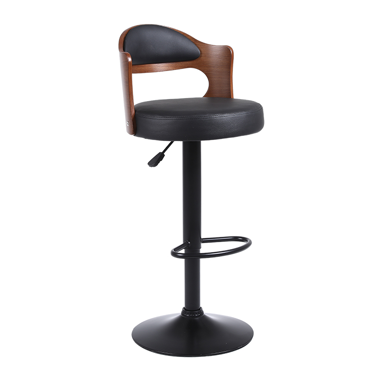 Commercial modern upholstered leather luxury wooden hotel bar stool wood chair