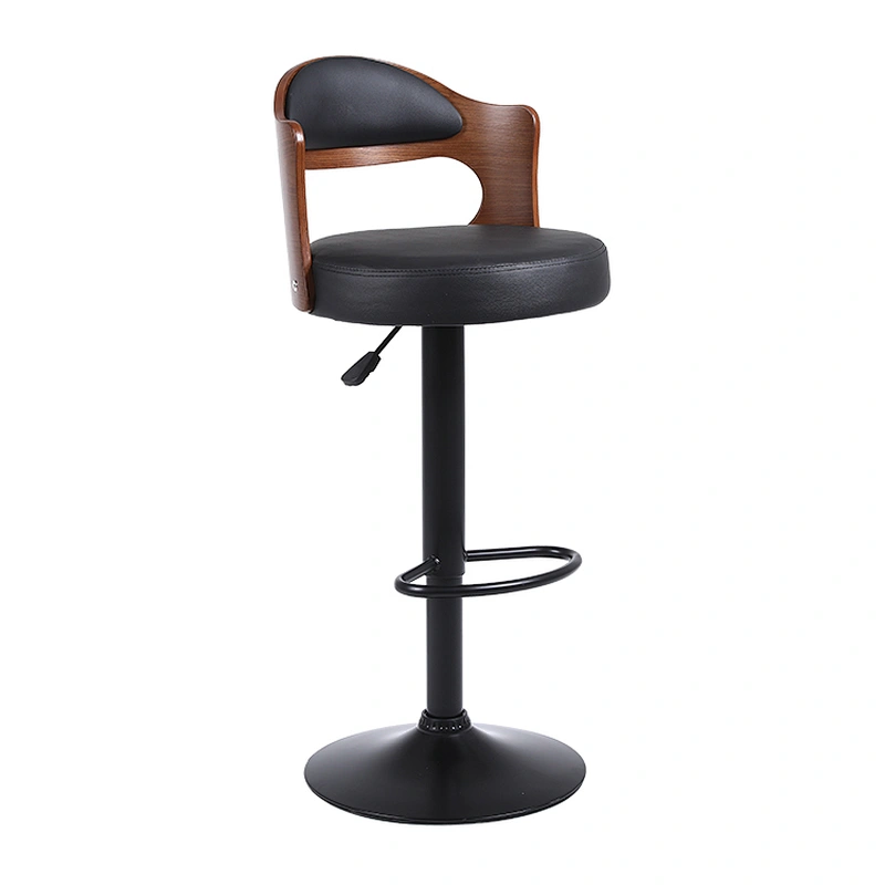 Commercial modern upholstered leather luxury wooden hotel bar stool wood chair