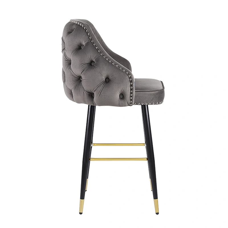 Wholesale hotel metal modern chairs counter height bar stools chair with velvet for sale good quality bar chair
