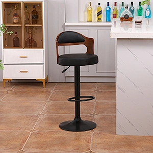 Commercial modern upholstered leather luxury wooden hotel bar stool wood chair