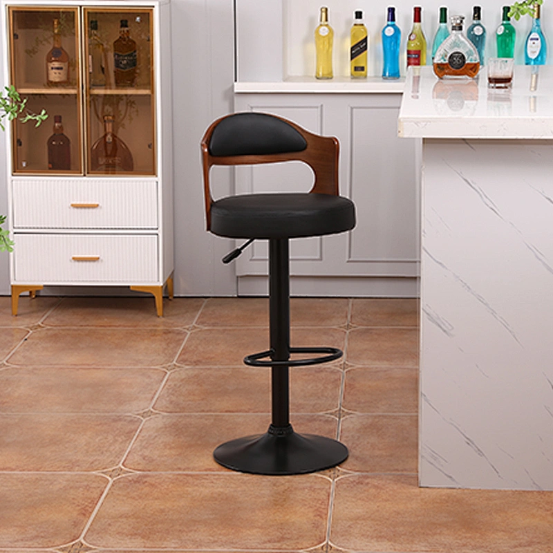 Commercial modern upholstered leather luxury wooden hotel bar stool wood chair