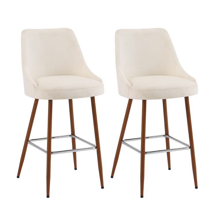 Hot Sale Modern Nordic Bar Stool Grey Fabric Backrest Metal Frame Kitchen Bar Stool