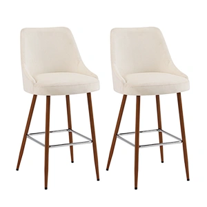 Hot Sale Modern Nordic Bar Stool Grey Fabric Backrest Metal Frame Kitchen Bar Stool
