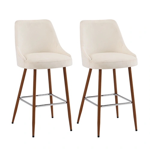 Hot Sale Modern Nordic Bar Stool Grey Fabric Backrest Metal Frame Kitchen Bar Stool