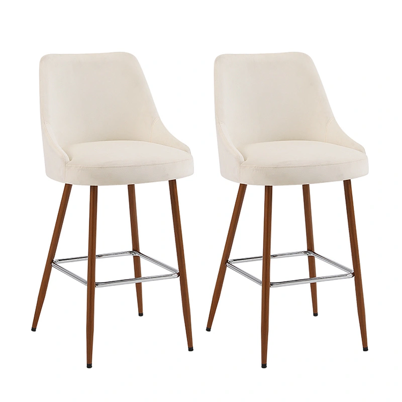 Hot Sale Modern Nordic Bar Stool Grey Fabric Backrest Metal Frame Kitchen Bar Stool
