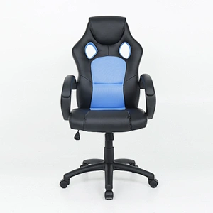 Cheap PVC Fabric Grey With Black Fixed Armrest Butterfly Mechanism 135 Degree racing gaming chair