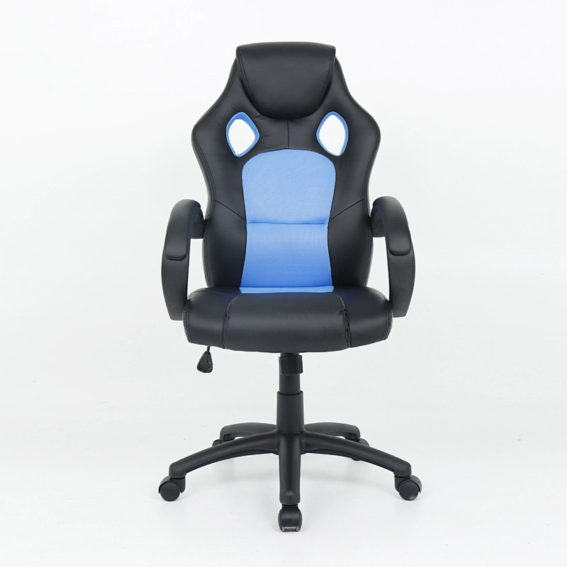 Cheap PVC Fabric Grey With Black Fixed Armrest Butterfly Mechanism 135 Degree racing gaming chair
