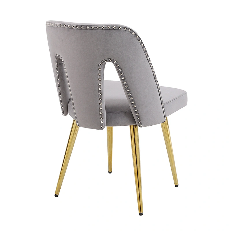 Hotel Restaurant Dining Chairs With Rivet On Back Modern Design Stainless Steel Feet Cover Dining Room Furniture Chairs